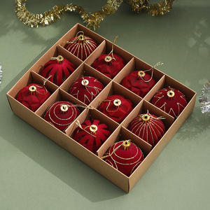 Ornements suspendus pour arbre de Noël, boules de Noël floquées, pendentifs en velours DIY, décorations de Noël pour la maison - Product Image 1