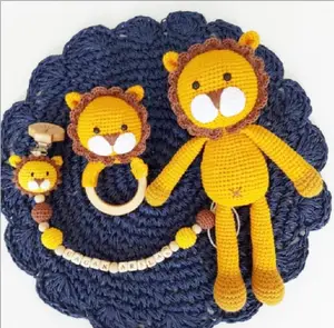 Custom color Organic bunny doll baby gift tutorial sleeping toy Amigurumi lion crochet lion toy for baby
