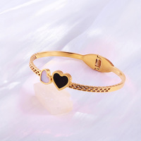 Bracelet coeur de luxe minimaliste hypoallergénique pour femme Bracelets à la mode ton or terni