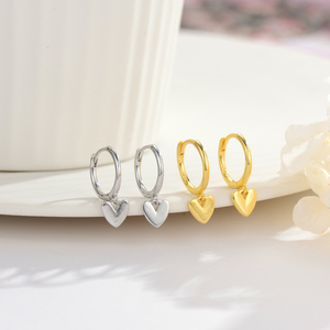 Pendientes de Aro Colgantes con Corazón de <span class=keywords><strong>Plata</strong></span> <span class=keywords><strong>925</strong></span> para Mujer, Joyería de Moda - Product Image 2