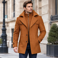 Manteau Trench en Laine Personnalisé OEM pour Homme, Veste d'Hiver Épaisse à Double Col, Vêtement d'Extérieur Décontracté Surdimensionné en Gros