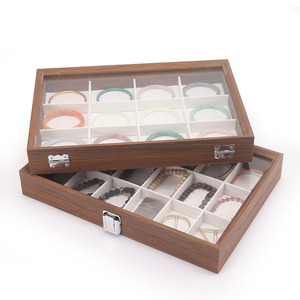 Nhà Máy Trực Tiếp Đồ Trang Sức Bằng Gỗ Trường Hợp Với Thủy Tinh Nắp Kem Nhung Bangle Pha Lê Vòng Đeo Tay Trang Sức Tổ Chức 100 Vòng Cổ Khay - Product Image 3