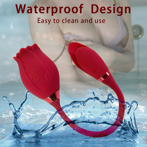 Dual-Function Cute Rose Flower Licking Tongue <b>Vibrator</b> for Women with 10-Speed Waterproof USB Rechargeable - Product Image 5