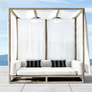 Lit de jardin en teck moderne de haute qualité, personnalisé, luxueux, résistant à l'eau, durable, pour la plage, le patio, la piscine, lit de jour extérieur - Product Image 2