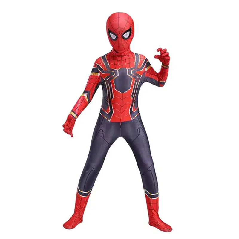 Film oyunu kostüm ebeveyn çocuk paralel evren siyah örümcek tulum yetişkin Anime Cosplay örümcek adam çocuklar cadılar bayramı kostüm
