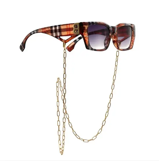 2021 Neuankömmling Modern Chain Neck Shade Sonnenbrille Street Style Scotch Sonnenbrille für Frauen