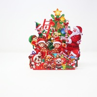 Kartu Ucapan 3D Pop-Up Pohon Natal Santa Claus Elf; Hadiah Hewan Peliharaan Lucu Desain Minimalis Modern Kertas Khusus; Kartu Natal