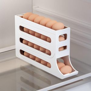 Plastic Slide Soap Box Refrigerator Side Door Four Tier <b>Automatic</b> Roller Kitchen Countertop Eco-Friendly Durable PP Storage - Product Image 3
