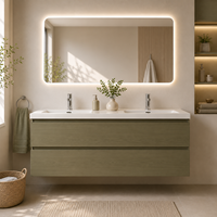 Meuble de salle de bain mural étanche en aluminium spatial OEM ODM avec finition grain de bois