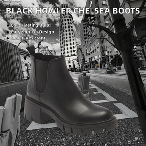 Bottines Chelsea pour femmes, tige en PU, semelle extérieure en caoutchouc imperméable, à enfiler, noires, bottines à la cheville, été, automne, hiver - Product Image 2