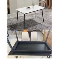 Table à manger rectangulaire en pierre frittée de style nordique, finition marbre de luxe, meubles de cuisine avec pieds en fer noir