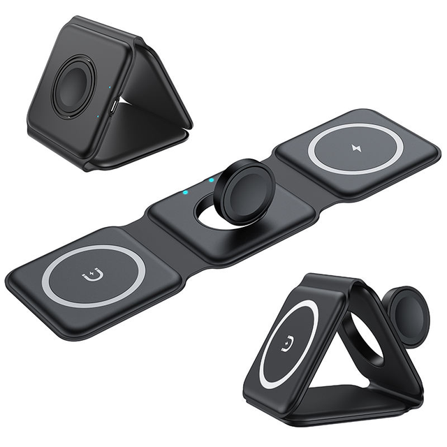 Multifunctional 3 in 1 Magnetic Wireless Charger Station Foldable Magnetic Charger for iphone apple Watch airpods