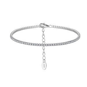 1.5mm <b>Solid</b> Color Zircon Tennis Chain S925 Adjustable Platinum Plated Sterling <b>Silver</b> Women's <b>Bracelet</b> Fine Chain Link - Product Image 6