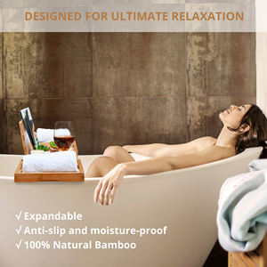 Plateau de baignoire Caddy Plateau de bain extensible Fabricant de baignoire Caddy de baignoire en bambou fabriqué à la main Plateau de bain - Product Image 3