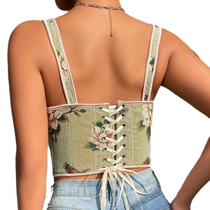 Canotta Modellante Donna Hot Sale con Stampa Floreale e Fiocco Francese, Sexy, Senza Cuciture, Traspirante, Vestibilità Slim, con Reggiseno Integrato - Product Image 2