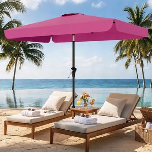 Sombrilla Rectangular para Patio de 6.5 x 10 Pies con Toldo, Sistema de Manivela Inclinable, 6 Varillas, Protección UV, Parasol para Jardín o Mesa de Mercado - Product Image 2