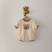 Combinaison pour bébé Yifan, imprimé animal mignon, tricot en coton 140g, été, manches courtes, fermeture à boutons, unisexe, nouveau-nés, 3-6 mois, 6-9 mois