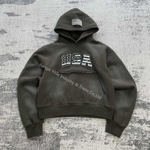 TT817 Fashion Cotton Oversized Sweatsuits Unisex Embroidery Sweatpants And Hoodie Sets Streetwear Acid Wash <strong>Tracksuits</strong> Men - Product Image 3