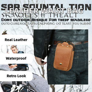 AIGUONIU-Riñonera para correr de cuero genuino para hombre, diseño de gancho retro con cierre de cremallera, riñonera pequeña, estilo de cinturón vintage - Product Image 3
