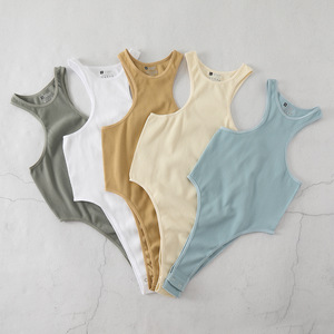 Body <span class=keywords><strong>a</strong></span> tinta unita girocollo <span class=keywords><strong>a</strong></span> <span class=keywords><strong>costine</strong></span> senza maniche, vestibilità slim, traspirante, aderente, sexy, casual, per donna - Product Image 2