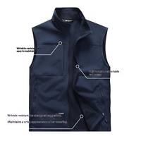 Gilet décontracté haut de gamme en polyester doublé polaire avec logo personnalisé, veste unisexe coupe-vent à fermeture éclair pour le travail, idéal automne-hiver