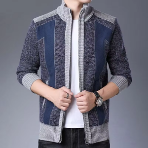 Veste élégante unie à col montant et manches longues pour homme, en tricot, avec fermeture éclair – Nouvelle collection en promotion - Product Image 3