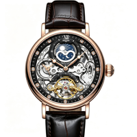 Montre mécanique pour homme à grand cadran de 44 mm, squelette, phase de lune, mouvement automatique, saphir, cadeau d'affaires, JYD-J055