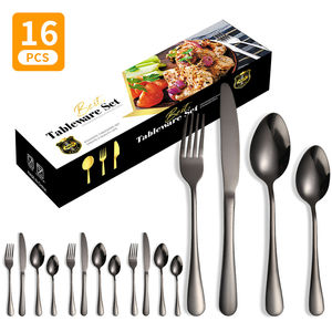 Vente flash Ensemble de couverts en acier inoxydable de style occidental, ensemble de couverts de cuisine durable, 16 pièces, couteau, fourchette, cuillère - Product Image 3