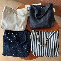 Sac bandoulière personnalisable en toile à rayures, pois ou couleur unie, en denim, lin et coton, avec fermeture magnétique et sangle unique