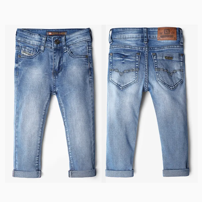 Calça jeans infantil skinny para meninos, etiqueta privada de alta qualidade