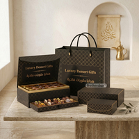 Caja Rígida Magnética de Lujo para Regalo de Ramadán con Impresión de Logotipo de Marca Personalizada en Lámina Dorada, con Bolsa de Cinta