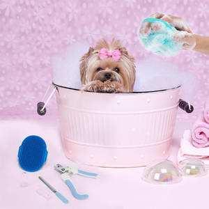 Ensemble de toilettage pour animaux de compagnie en plastique souple, 6 pièces, comprenant une brosse de massage, un distributeur, une brosse à dents pour doigts, un coupe-ongles et une lime à ongles pour chiens et chats - Product Image 5