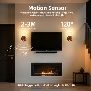 Lampe murale à détecteur de mouvement pour chambre à coucher, magnétique, sans fil, rechargeable, lampe de chevet créative - Product Image 4