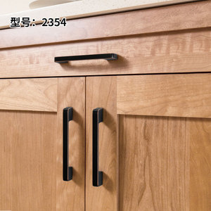 Modern Minimalist Zinc Alloy Cabinet Handle 2354 Black Bar Shape For Furniture <b>Wardrobe</b> Door Hardware - Product Image 1