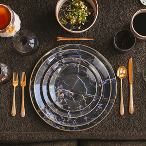 Platos de Cena de Mármol Verde, <span class=keywords><strong>Vajilla</strong></span> de Porcelana con Textura Cerámica, Apta para Lavavajillas, para Bodas y Fiestas - Product Image 6