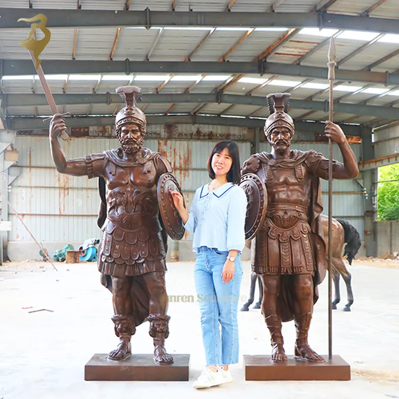 Antike Messing Krieger Statuen Ritter Bronze römischen Körperschutz griechischen Krieger Skulptur