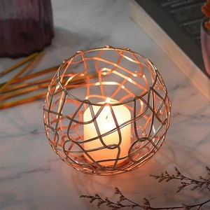 Portavelas Decorativos de Metal para Mesa, Portavelas Geométricos de Alambre para Velas Votivas y Tealight - Product Image 1