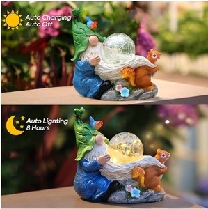 งานหัตถกรรมเรซินรูปกระรอกแอลอีดีพร้อมรูปปั้น<span class=keywords><strong>แคระ</strong></span>ของขวัญสำหรับคุณย่า - Product Image 2