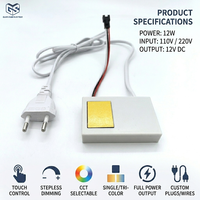 Bouton unique 100-240V 1A 2A 3A salle de bain vanité miroir gradateur lumière LED miroir tactile capteur interrupteur pour Led bande lumineuse