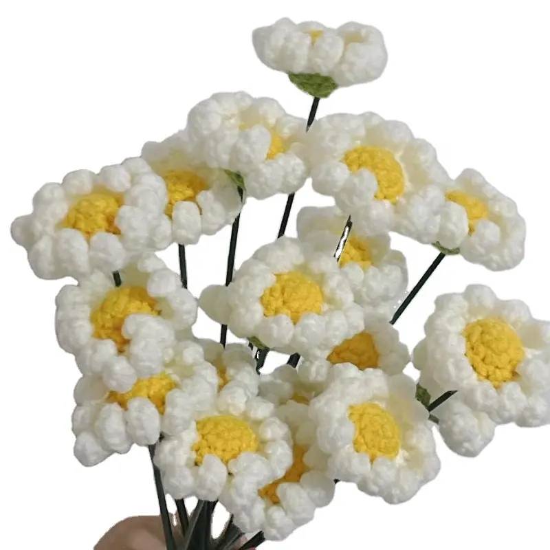Оптовая продажа, плетеные вручную украшения для дома, вязаные крючком цветы, вязаные хризантемы ручной работы с завода