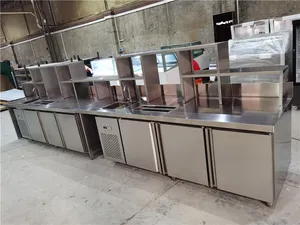FEST 1.5メートルカスタムバブルティーマシン冷蔵作業バーカウンターミルクティーショップカウンターデザインステンレス鋼テーブル