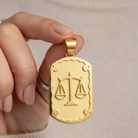 Nouveau design Z H – Pendentif géométrique plaqué or 24 carats style hip-hop avec chaîne cubaine, en laiton, bijou unisexe, idéal comme cadeau