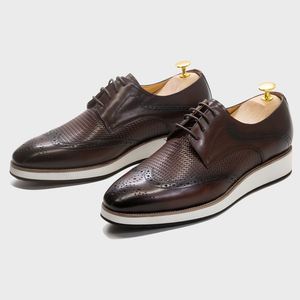 Nouvelles Chaussures Derby Décontractées en Cuir Véritable Tendance et Intemporelles pour Hommes - Fermeture à Lacets, Confortables et Légères pour le Bureau et la Carrière - Product Image 1
