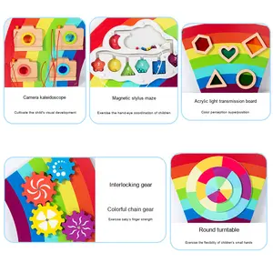 Ce Cpc 2025 classico multifunzionale parco <span class=keywords><strong>giochi</strong></span> al coperto Puzzle Board grande arcobaleno in legno <span class=keywords><strong>giochi</strong></span> da parete per bambini educativi - Product Image 2