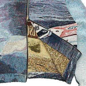 Vêtements pour hommes fabriqués en Chine, sweat à capuche en jacquard tissé à fermeture éclair, veste en tissu personnalisée - Product Image 4