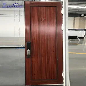 Aluminum Wood Door Pintu Door French Puertas Superhouse 2021 Wpc Pvc Waterproof Glass Aluminum Aluminium Doors Graphic Design Modern Aluminum Alloy
