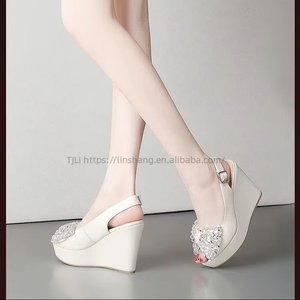 Women Summer Wedge <b>Sandals</b> New Rhinestone Platform Elegant Thick Sole Bow Roman <b>Sandals</b> - Product Image 3