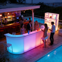 Ensemble de comptoir de bar moderne à LED, grand format, émettant de la lumière, pour extérieur, mobilier en plastique avec assemblage gratuit