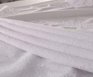 Kain katun Polyester Terry 80/20 Terry bantalan tahan air bantalan kasur belakang tidak licin dengan 4 sisi bantalan pita elastis - Product Image 4