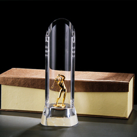 Trophée sportif en cristal de verre transparent doré argenté bronze avec impression UV pour cadeaux de bienvenue